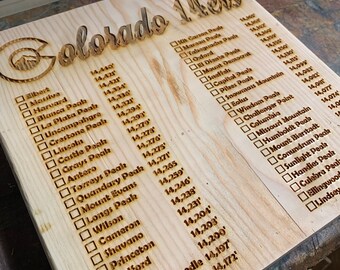 Colorado 14ers Wood Check List