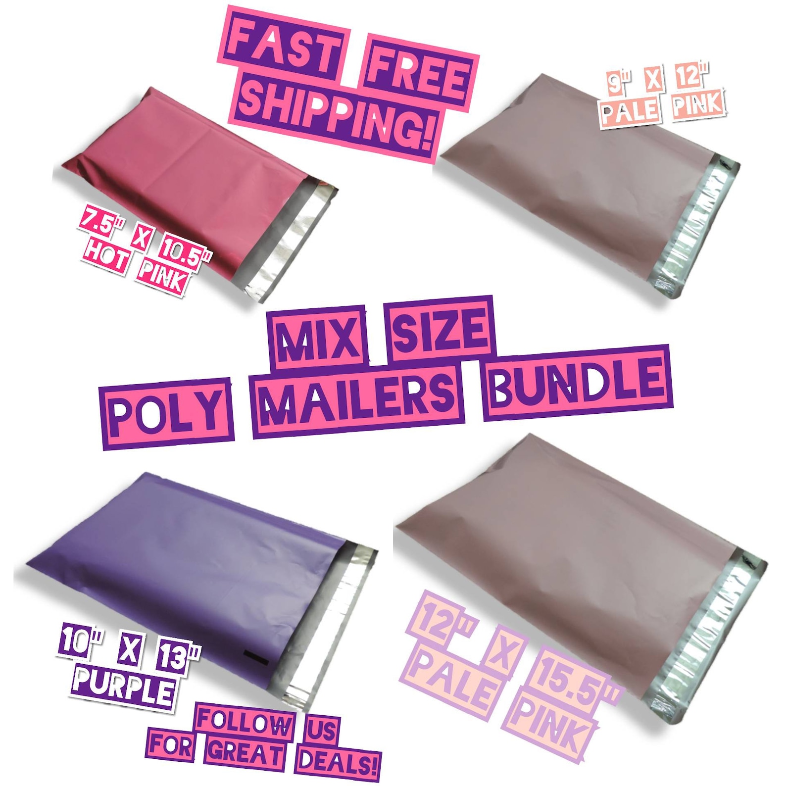40 Poly Mailers Mix Size Variety Pack / Shipping Envelopes 10 Etsy