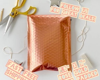 20 Rose Gold 6.5"x9" Bubble Padded Poly Mailers / Shipping Envelopes