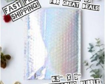 20 Holographic 6.5"x9" Bubble Padded Poly Mailers / Shipping Envelopes