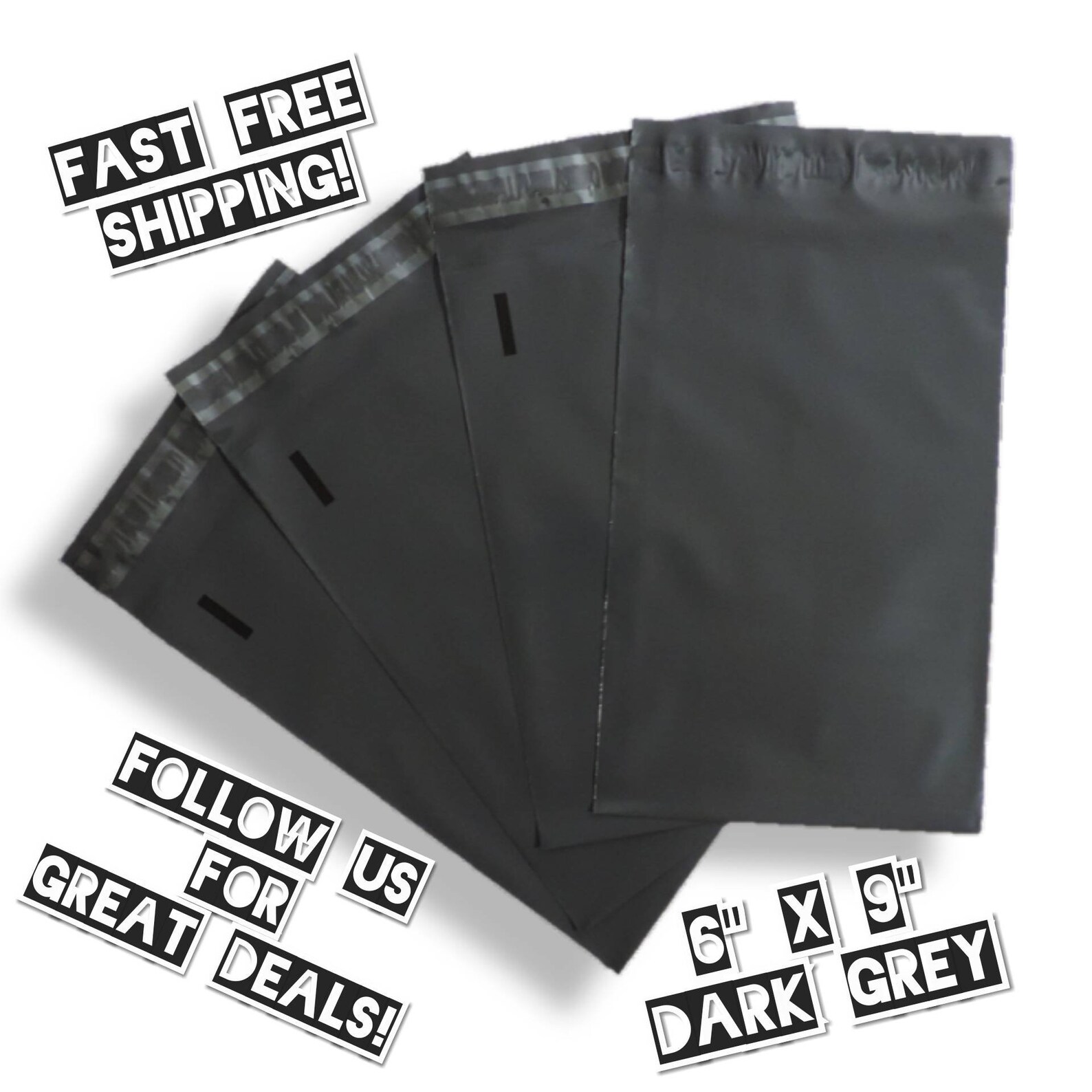 6x9 Dark Grey Design Poly Mailers / Fast FREE Etsy