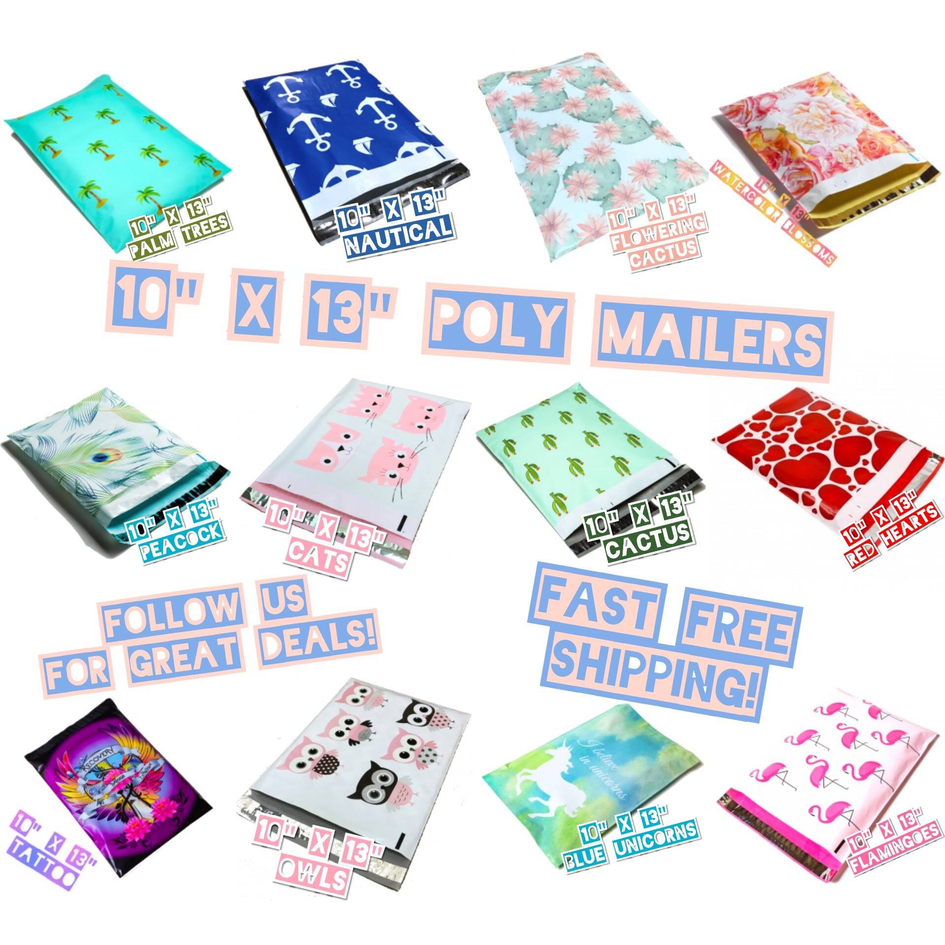 120 Poly Mailer 10x13 Variety Pack 10 ea 