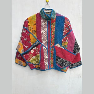 Exclusive Collection: Handmade Vintage Kantha Jacket - Designer Boho Hippie Women's Coat from Kantha Blanket