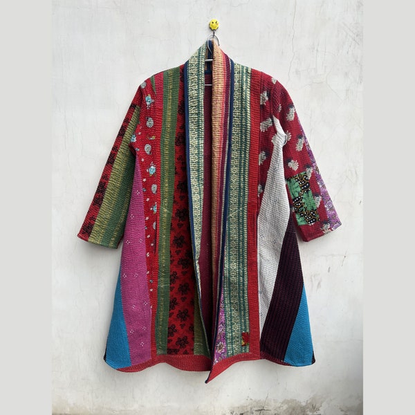 Exclusive Collection: Handmade Vintage Kantha Jacket - Designer Boho Hippie Women's Coat ,quilted patchwork kantha jacket