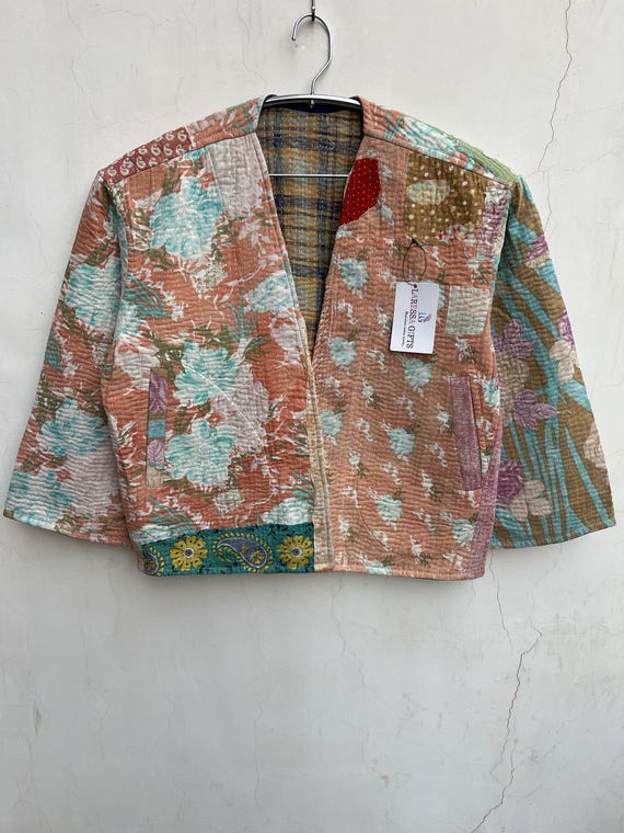 One-of-a-kind Handmade Vintage Kantha Jacket Boho Hippie Style - Main Image