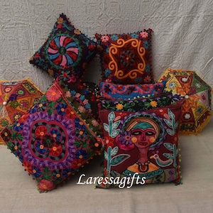 Gratis verzending groothandel lot Suzani Kussenhoes Veelkleurig geborduurde kussenhoes Kussensloop Mexicaanse kussenhoes. Kussen boerderij!
