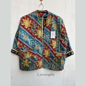 Vintage Kantha Jacket - Handmade Indian Cotton Reversible Kimono-Unique Winter Jacket-Perfect Gift for Loved Ones