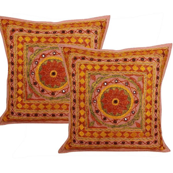 Bohemian Cushion Covers, Pillows case,setof2pcs,Handmade hand Embroidered Cushion Pillow case, Indian Ethnic gypsy cushion cover