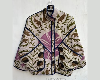 Vintage Kantha Suzani Jacket: Embroidered Patchwork Coat