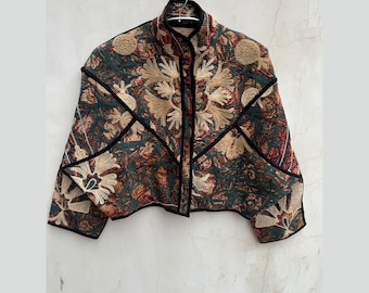Handmade Vintage Kantha Jacket: Suzani Embroidered Boho Coat