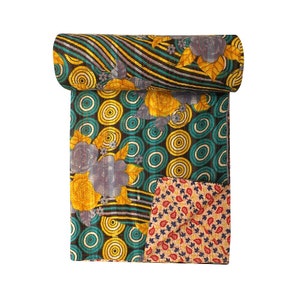 Vintage Indian Kantha Quilt Handmade Kantha Quilt 100% Cotton Bed cover Bedspread Blanket  Twin size