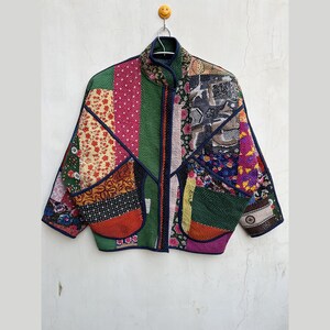 Handmade Reversible Kantha Jacket: Vintage Indian Patchwork Coat