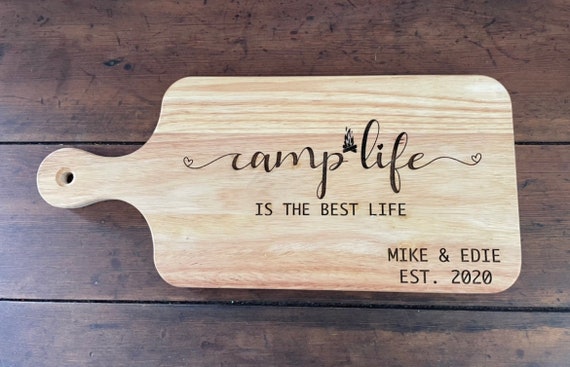 Custom Engraved Cutting Board/camp Life Cutting Board/ Camping