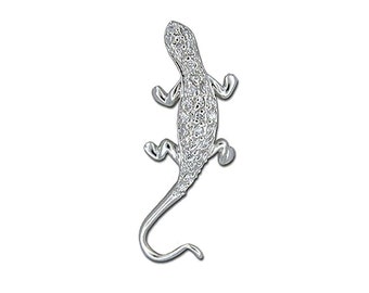 Hawaii Jewelry Sterling Silver Hawaiian Gecko Cubic Zirconia Pendant from Maui, Hawaii