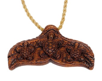 Hawaiian Jewelry Koa Wood Hawaii Whale Tail Honu Sea Turtle Necklace Choker From Maui Hawaii