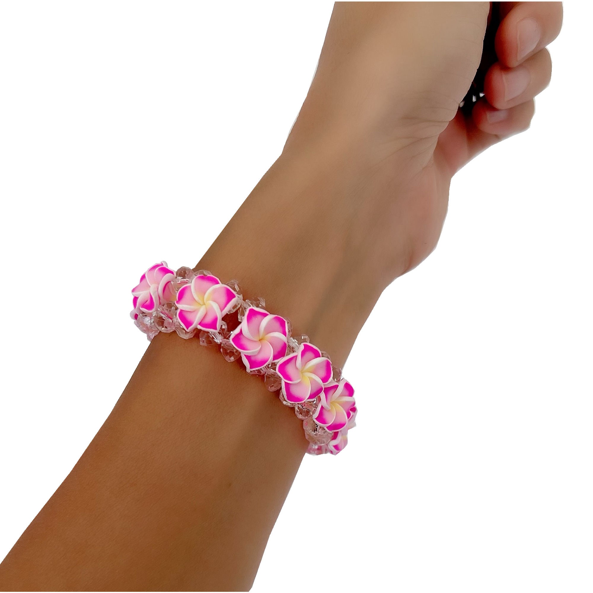 Pink Hawaiian Flower Bracelet Set — Something Jade