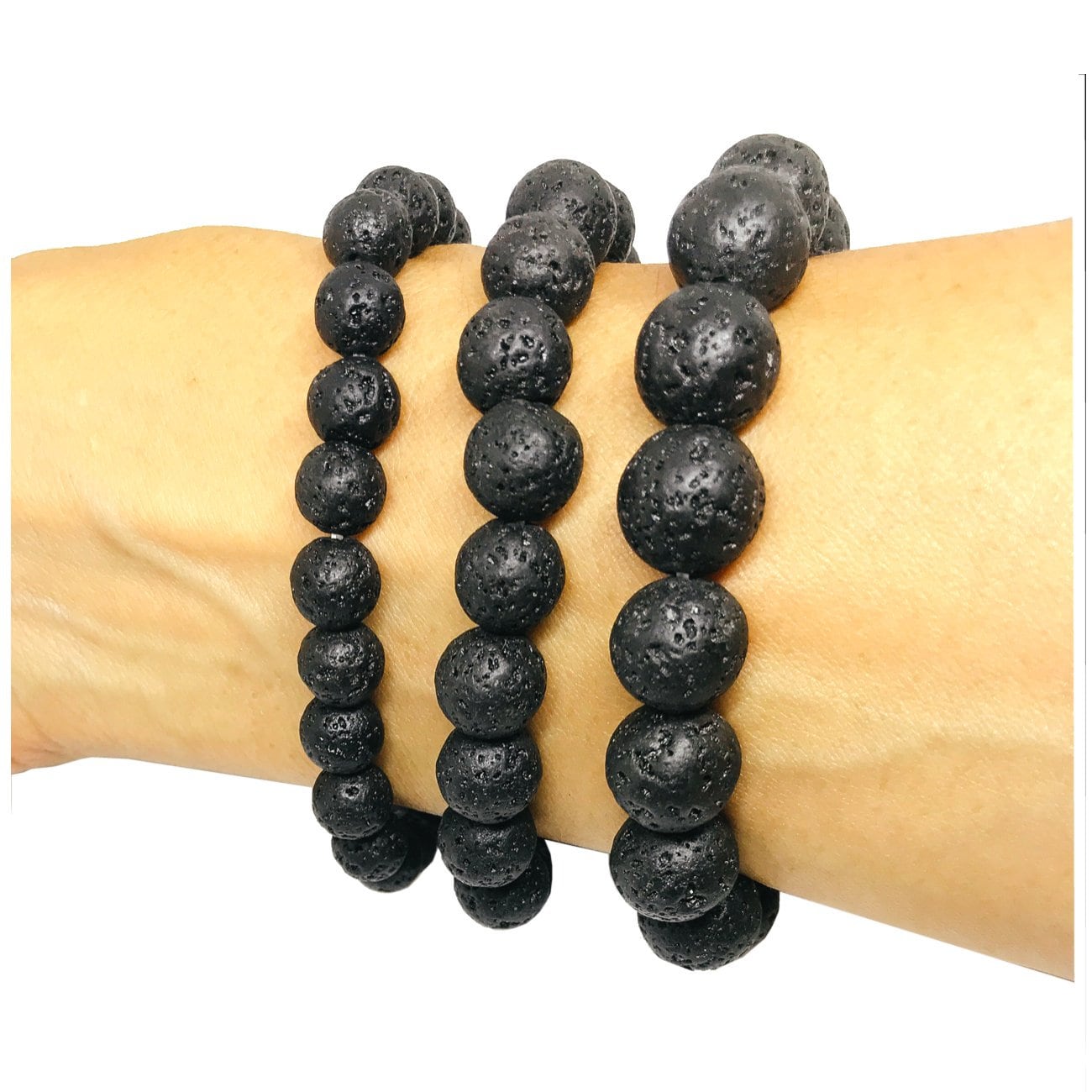 10mm Lava Rock Beaded Bracelet with Hematite Accent Bead – Storcks Designs  LLC