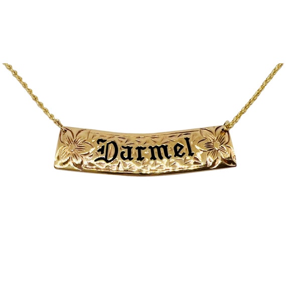 Hawaiian Heirloom Jewelry Custom 14k Gold Horizontal Pendant With