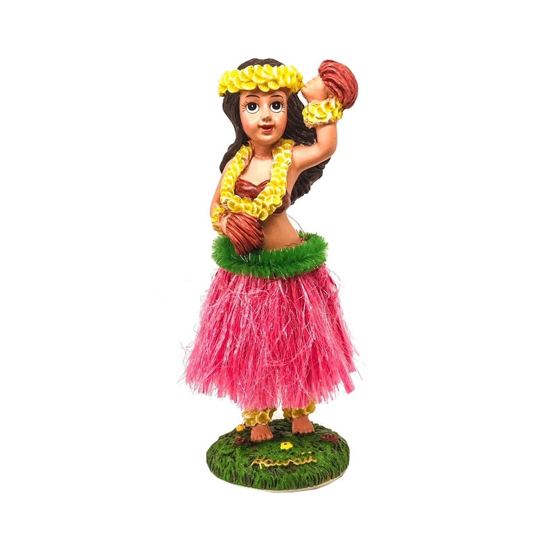 Hawaiian Hula Girl With Uli Uli Dancing Dashboard Doll From | Etsy