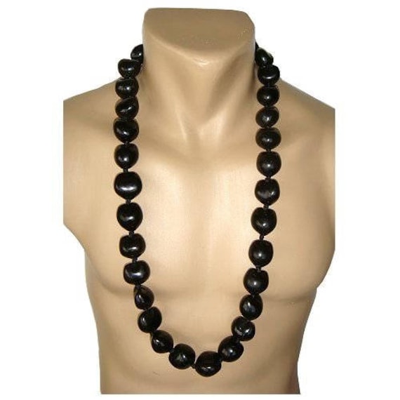 KUKUI NUT Lei Hawaiian Necklace 34” Black Luck Protection Enlightenment  Peace | eBay