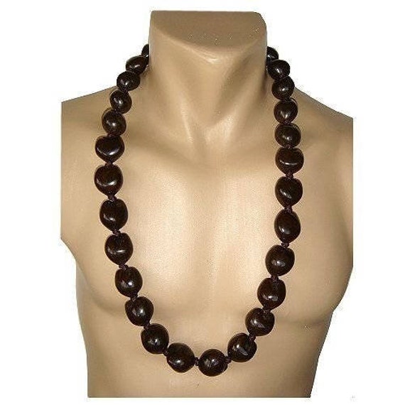 Hawaiian Jewelry 32 Brown Kukui Nut Lei Graduation Necklace From