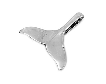 Hawaiian Jewelry 925 Sterling Silver 1.5 Inch Whale Tail Pendant from Maui, Hawaii