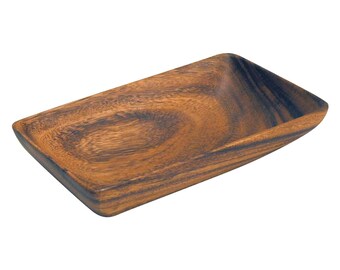 Hawaiian Handmade 8" x 5" Acacia Wood Rectangle Serving Tray from Maui, Hawaii