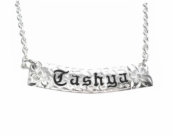 Hawaiian Heirloom Jewelry Custom Sterling Silver Horizontal Pendant with YOUR Name from Maui, Hawaii