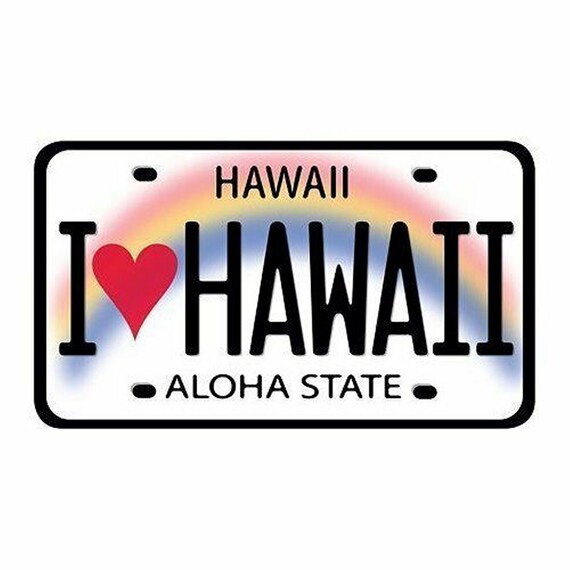 I Love Hawaii License Plate Car Decal Bumper Sticker From | Etsy