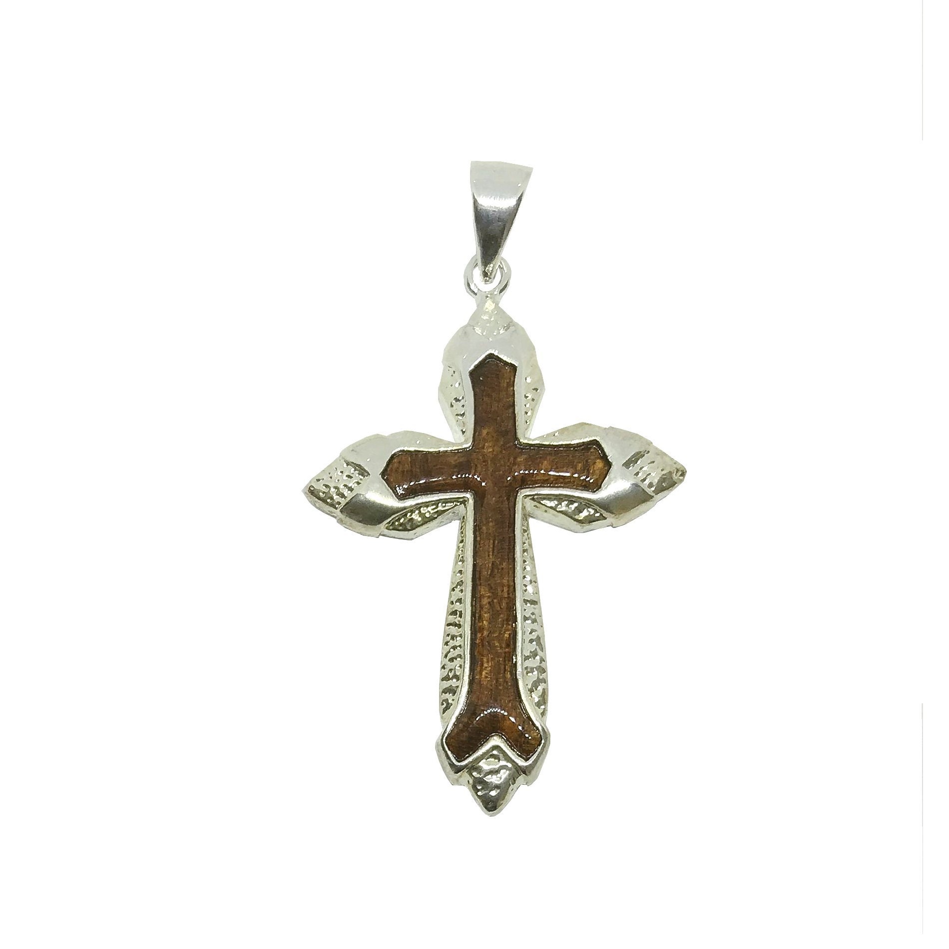 Hawaiian Jewelry Handmade Silver Koa Wood Cross Pendant Etsy