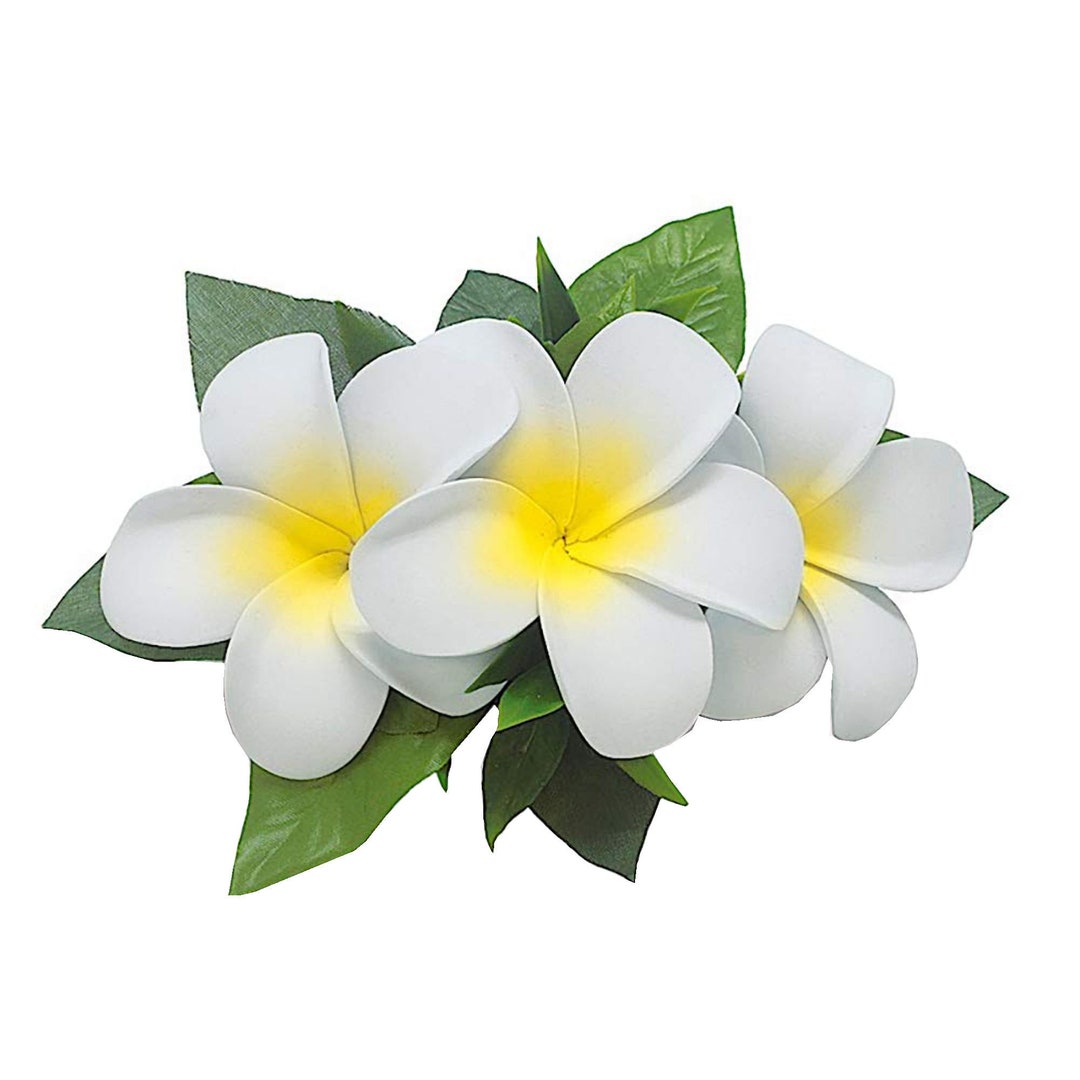 Hawaiian Hair Clip Foam White Plumeria Flower Cluster From Maui, Hawaii
