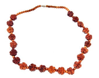 Hawaiian Jewelry Koa Wood Plumeria Flower Necklace From Maui Hawaii