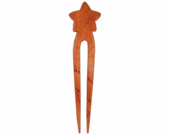 Hawaiian Plumeria Flower Hand Carved Koa Wood Hair Stick from Maui, Hawaii