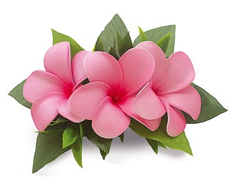 Hawaiian Hair Clip Foam Pink Plumeria Flower Cluster from Maui, Hawaii