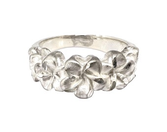 Hawaiian Heirloom Jewelry Five Plumeria Flower Sterling Silver Hawaii Ring from Maui, Hawaii