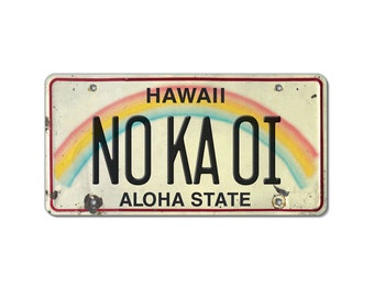 6in x 12in Vintage Hawaiian Embossed License Plate - No Ka Oi