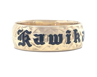 Hawaiian Heirloom Jewelry Custom 14K Gold Barrel Ring with YOUR NAME from Maui, Hawaii
