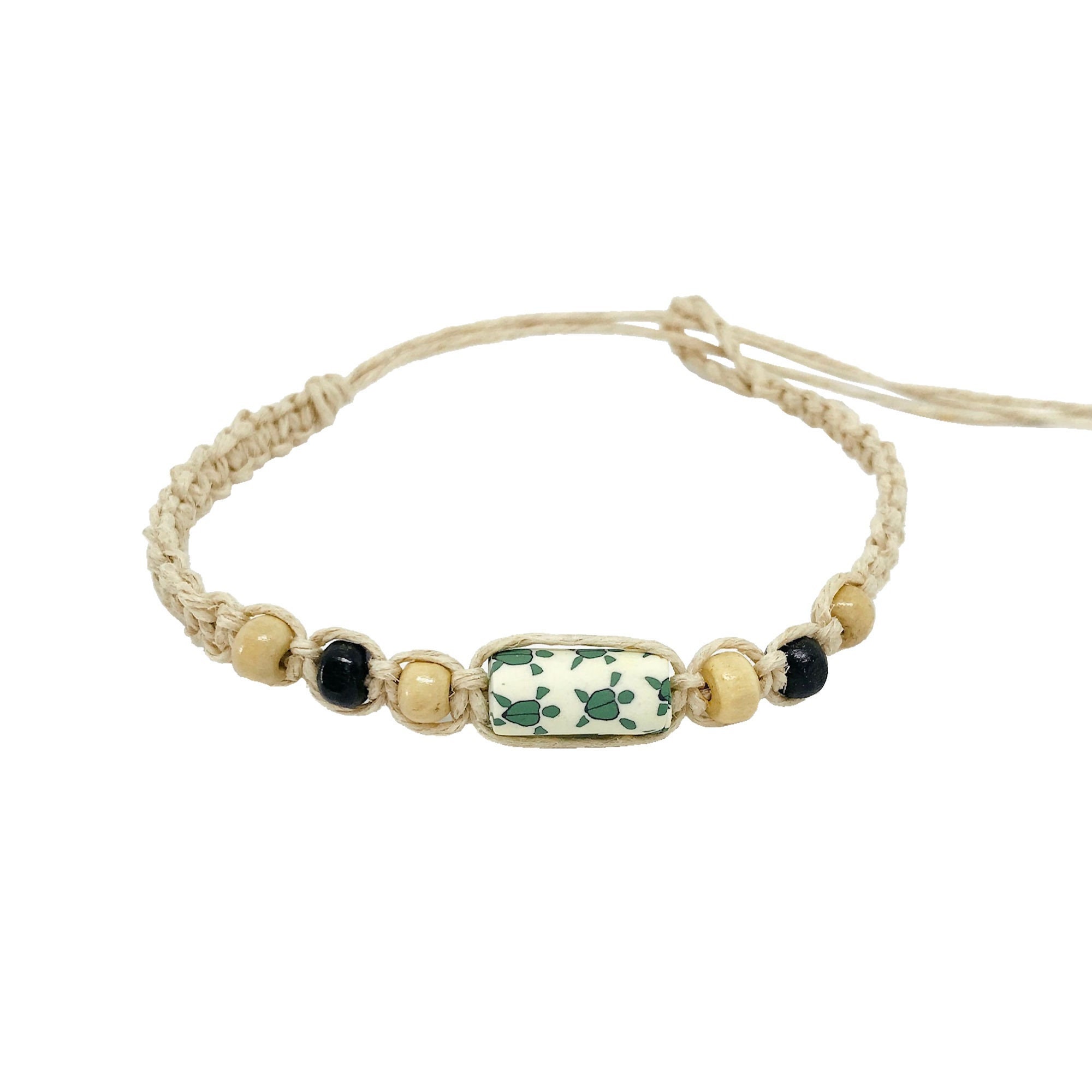 Hawaiian Handmade Honu Sea Turtle Hemp Anklet Bracelet From Maui