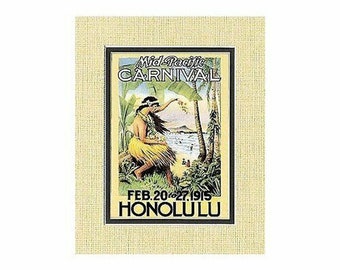 Honolulu Hawaiian Mid-Pacific Carnival Vintage Print c.1915 from Maui, Hawaii