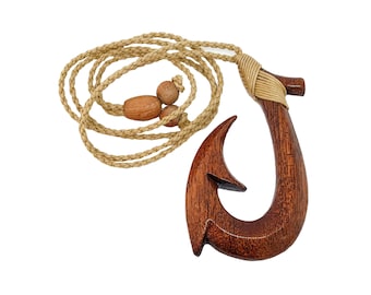 Genuine Koa Wood Hawaiian Jewelry Hook Maori Hei Matau New Zealand Pendant 45019 