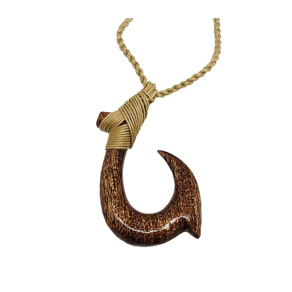 Hawaiian Jewelry Handmade SMALL Koa Wood Fish Hook Necklace From Maui  Hawaii -  Sweden