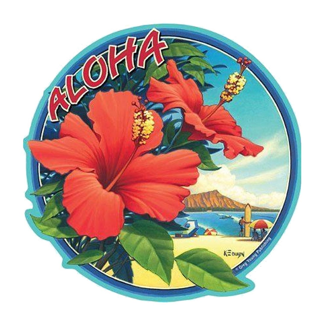 Hawaiian Hibiscus Flower Sticker Decal From Maui Hawaii Etsy