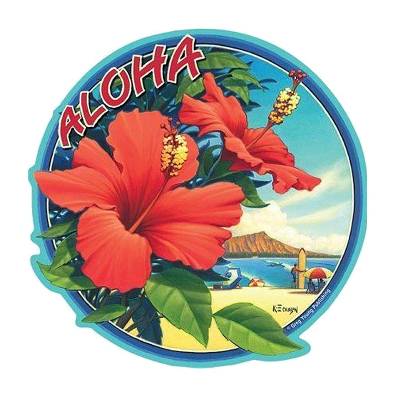 Hawaiian Hibiscus Flower Sticker Decal From Maui Hawaii Etsy