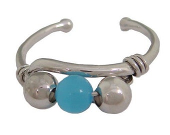 Hawaiian Jewelry Solid Sterling Silver Blue Ocean Ball Toe Ring from Maui, Hawaii