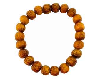 Hawaiian Jewelry Handmade Hawaiian Koa Wood 8mm Small Bead Elastic Bracelet from Maui, Hawaii