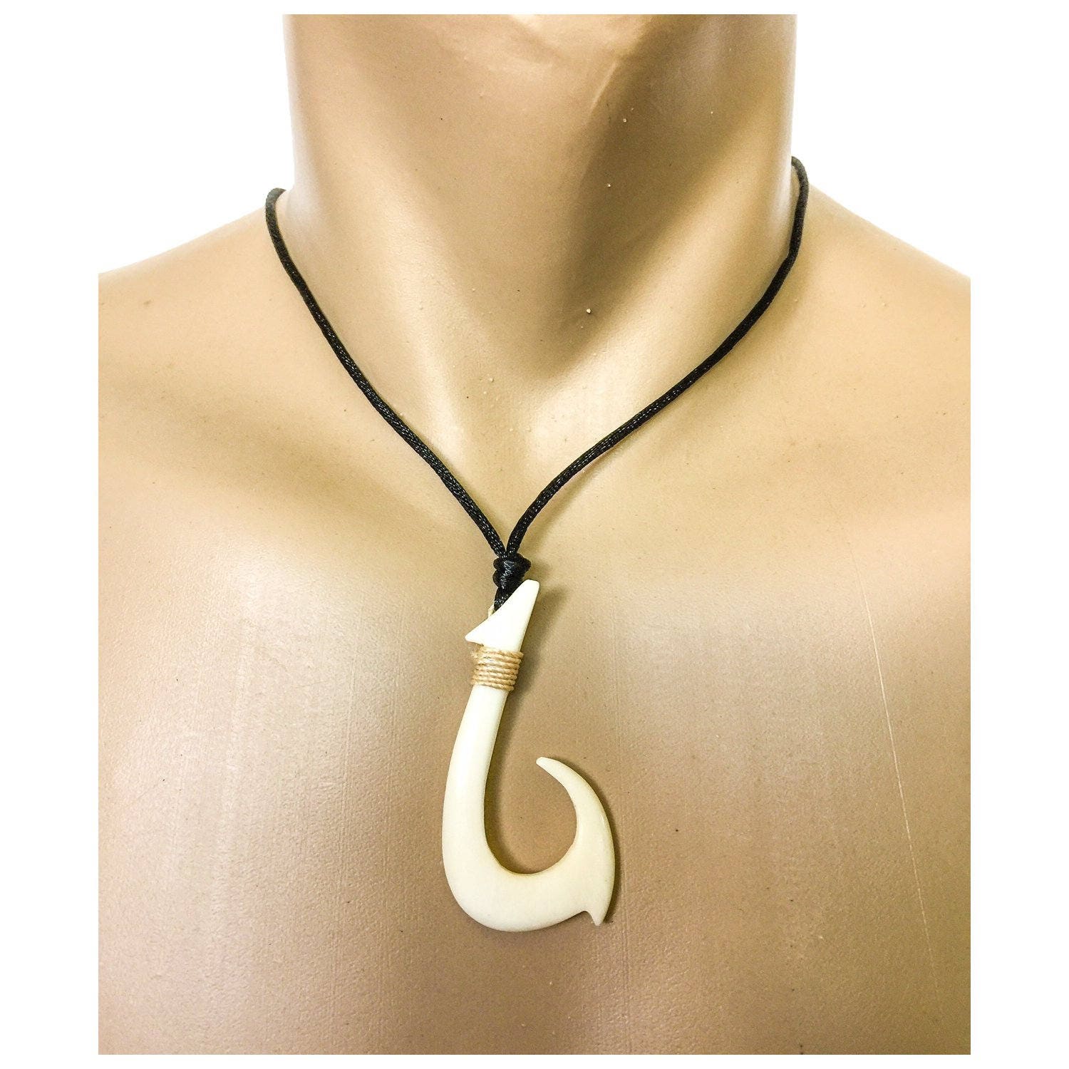 Hawaiian Jewelry Hand Carved Large Hawaiian Bone Fish Hook