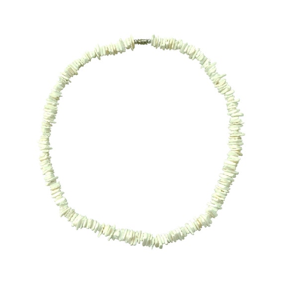 Hawaiian Jewelry Handmade White Chip Shell Choker Necklace from