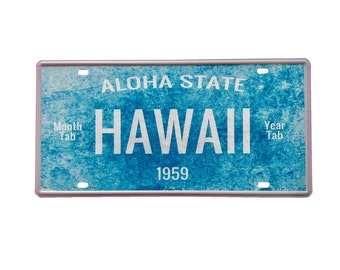 Hawaii License Plate Metal Hawaiian Sign 12" X 6" Aloha State 1959