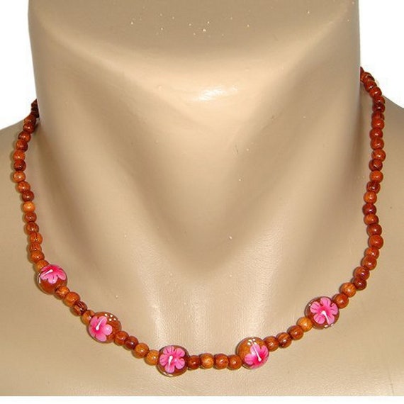 Hawaiian koa cheap wood bead necklace