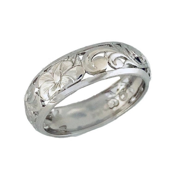 amazoncom hawaiian heirloom jewelry 14k yellow gold cut out hibiscus dome 8mm ring clothing shoes jewelry on hawaiian wedding rings maui